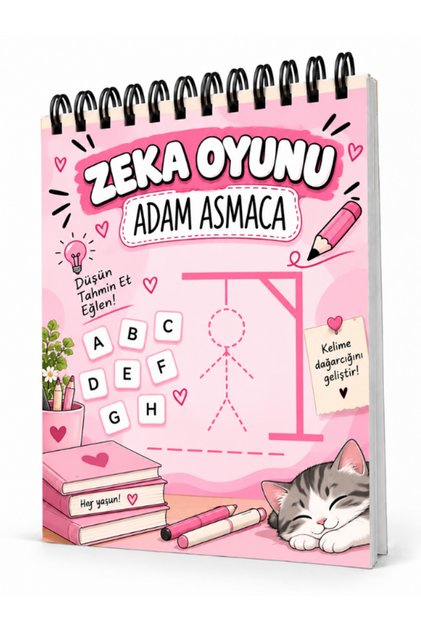 Adam Asmaca - Zeka Oyunu - Çocuklar ve Yetişkinler İçin Eğitici Kelime Tahmin Oyunu – Eğlenceli Aktivite Kitabı - Eğitici Eğlenceli Kelime Oyunu