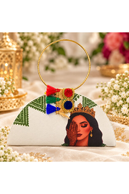 12 Empty Printed Leather Favor Bags, Bangle Handle | حقائب توزيعات جلدية مطبوعة فارغة