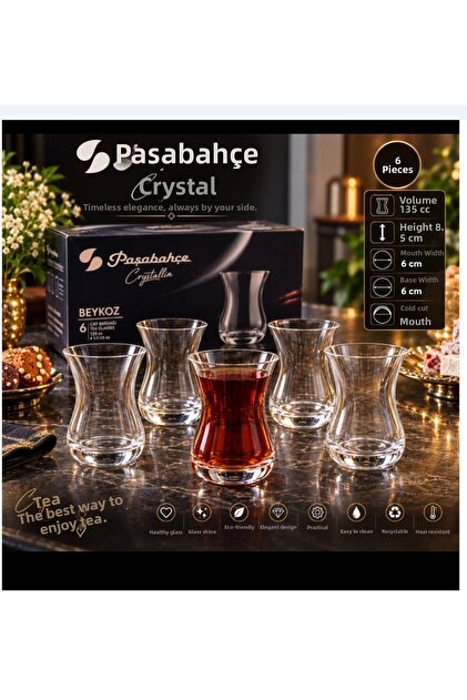 Cold-Cut Crystal Glass Beykoz Tea Cup 135 Cc Volume 8.5 cm Length 6 cm Base and Mouth