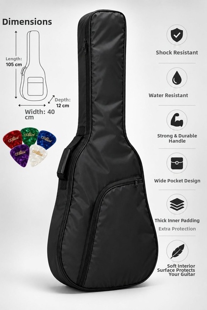 Kgc-40Bk Black Classical Guitar Softcase Waterproof Guitar Case with Thick Padding