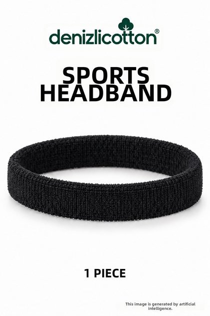 Black Towel Sportsman Headband Sweatband Fitness Tennis Running Hair Band 1 Piece