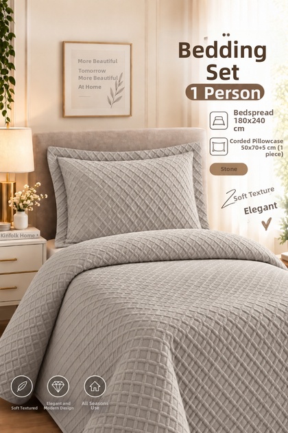 Premium Stone Single Duvet Cover Set + Pillow (Without Sheets) Young Room Student