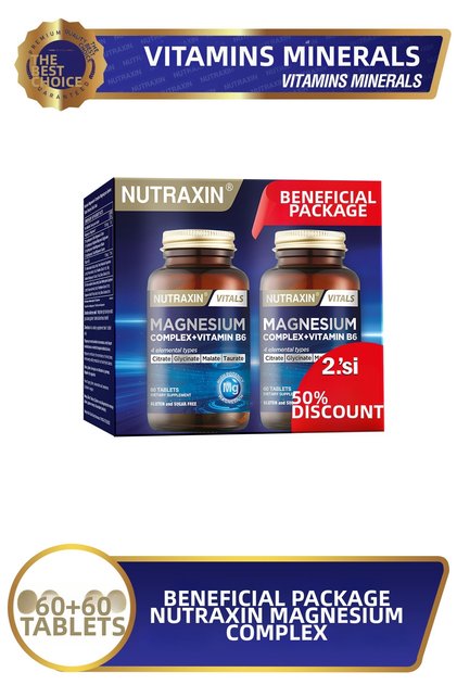 Magnesium Complex 2. 50% - 2X60 Tablets - Bisiglinate - Taurate - Malate - Citrate - B6