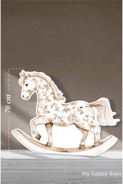 Safari Rocking Horse Coffee-Beige Themed 70 cm Standing Board Concept | Design | Door | Room | Decor