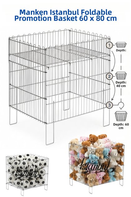 60 X 80 cm Foldable Promotional Basket with Metal Legs Large Volume Organizing Basket