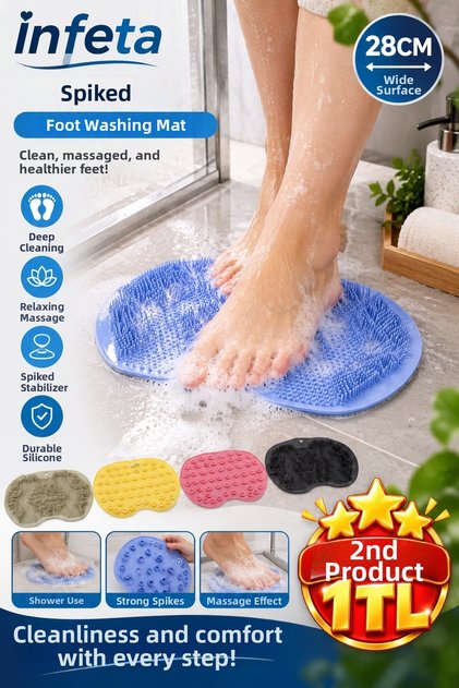 28 cm Bathroom Brush with Suction Cup Foot Massage Pad Back Scrubber Shower Washing Loofah