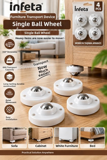 (Kartelali) (4Pcs) (with Single Wheels) Furniture Moving Device (360) ° ) (8kg...