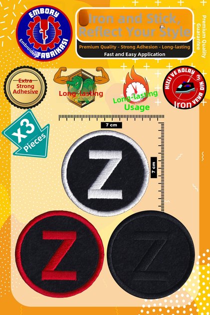 Iron-On Embroidered Patch, Letter Z (3 Pcs) Iron-On Embroidery Woven Applique Patch