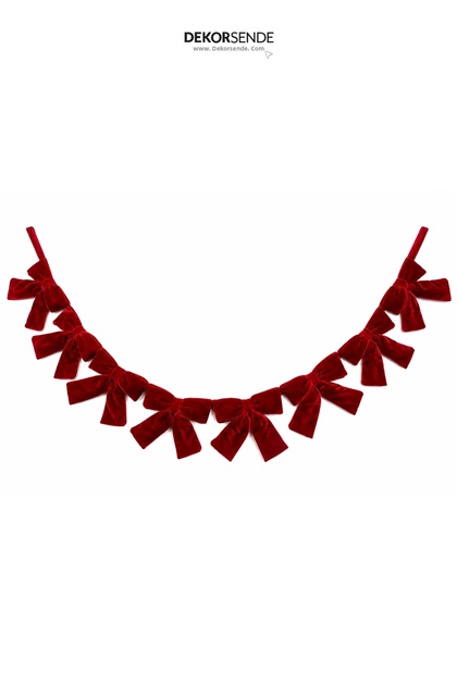 Christmas Ornament Velvet Multiple Bow Garland Red 120 cm