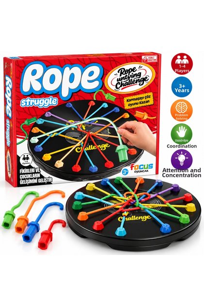 Focus Rope Struggle Rope-Tying Intelligence and Strategy Game – Attention, Problem Solving, and Hand-Eye Coordination Game for Ages 3+
