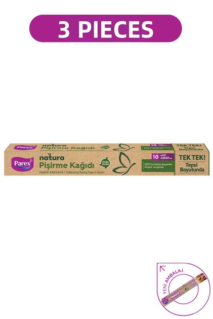 Natura Unbleached Ready-Cut Baking Paper 10 Pieces 42X37Cm 3 Packs