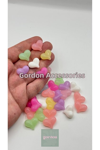 Soft Colorful Heart Beads Acrylic Beads 25Pcs