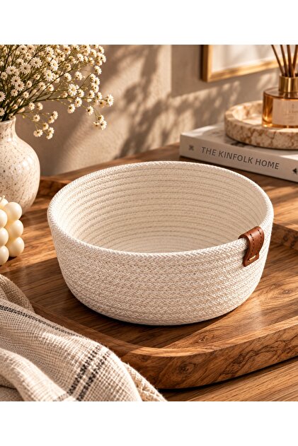 Knitted Rope Basket Decorative Organizer Basket 3 Colors