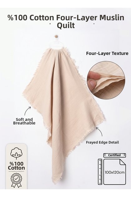 100% Cotton Muslin 4-Layer 100X120Cm Blanket Baby Muslin Cover