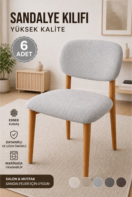 Sandalye Kılıfı , 6lı paket , Yüksek Kalite Bohem model , Lastikli , Mutfak Sandalye Örtüsü