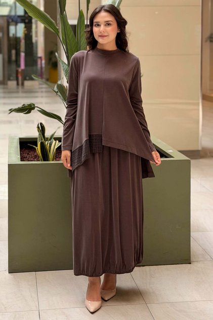 Nurcan Çetinkumaş Mix Short Front Long Back Tunic Skirt Set