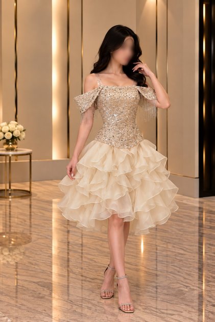 Luxury Beige Jazar Evening Dress