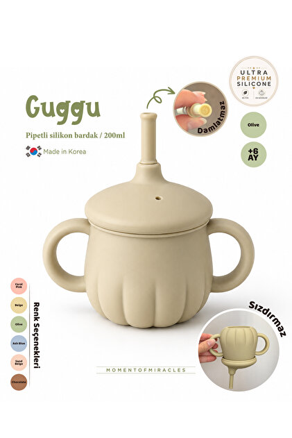 Guggu Ultra Premium Silicone Drinking Cup with Straw (200 ml)