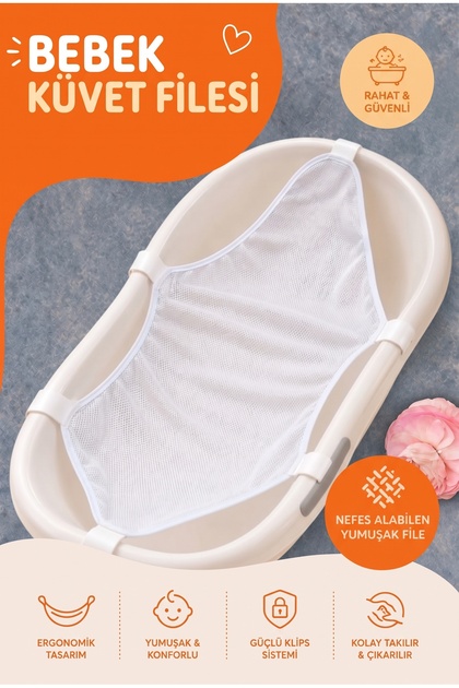 Bebek Küvet Filesi - Ergonomik, Güvenli ve Kaydırmaz Bebek Banyo Filesi