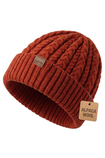 Unisex Alpaca Wool Folded Hair Knit Beanie