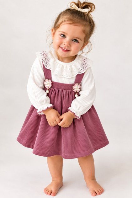 Baby girl vintage peter pan collar dress with ribbed knit floral accessories | sizes 6-9-12-18-24 months