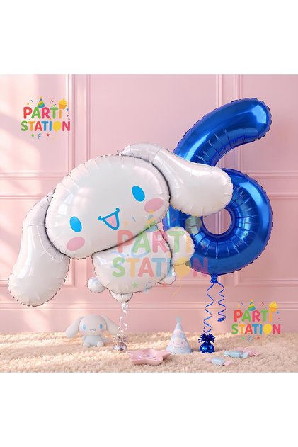 Kuromi Concept Cinnamoroll Foil Balloon 100 cm and 6 Years Old Navy Blue Foil Number Balloon Set