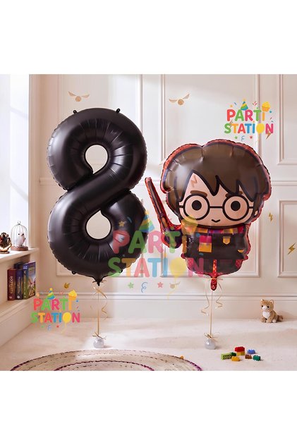 Harry Potter 8 Year Old Black Color Number Balloon Set Harry Potter Hogwarts Concept Birthday Balloon Set