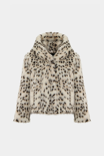 Premium Leopard Pattern Hooded Faux Fur Women's Coat