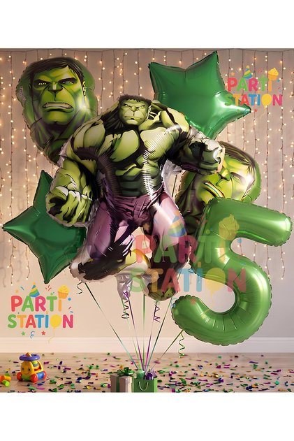 Avengers Hulk 5 Yaş Doğum Günü Balon Set Hulk Tema Doğum Günü Parti Balon Set