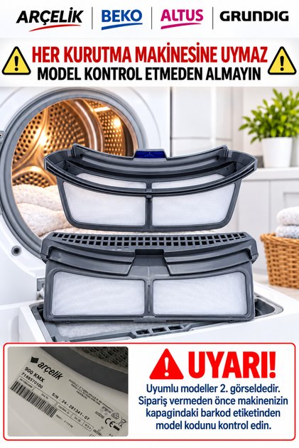 ARÇELİK - BEKO - ALTUS KURUTMA MAKİNESİ İÇ DIŞ FİLTRESİ