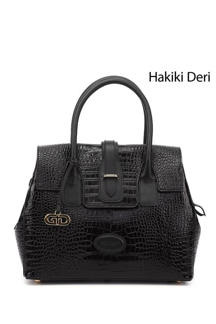 BLACK KRAKO Gön Platinum Genuine Leather Large Size Women's Shoulder and Hand Bag B8384