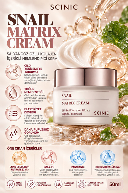 Snail Matrix Cream Salyangoz Özlü Kolajen İçerikli Nemlendirici Krem 50ml