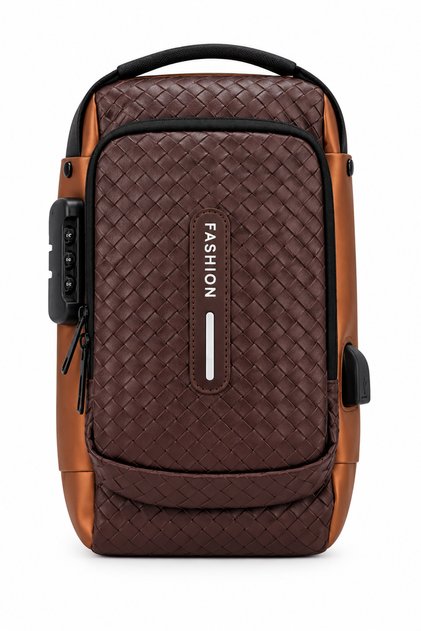 Brown With Black Waterproof, Slim Unisex Crossbody Sling Bag Chest Backpack Men's Shoulder Bag