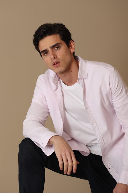 Lora Men's Smart Shirt Comfort Slim Fit Pink