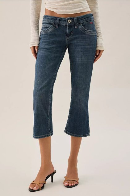 Bermuda Trend Y2K Şortolon 2000S Low Waist Denim Jeans Capri Length Jeans Slim Fit Capri
