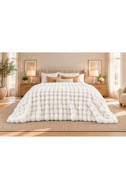 Angora Bubble Rabbit Hair Boxed 220cm X 240cm Double Blanket