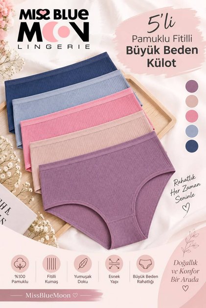 Kadın Fitilli Ribana Pamuklu Külot 5'li Paket 5450