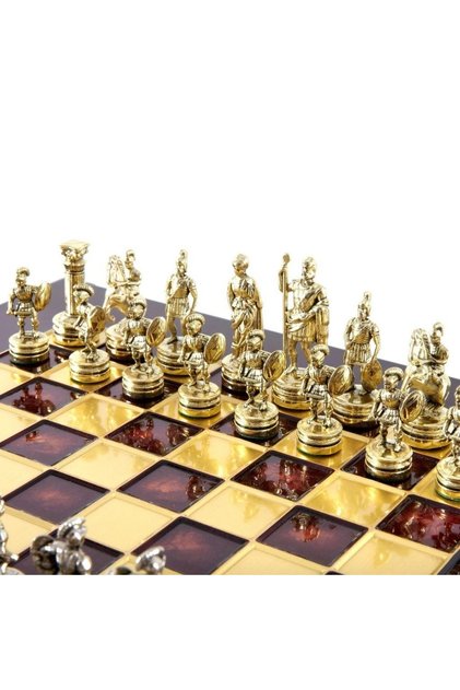 Set sah piese si tabla din metal - Grecii si Romanii (mediu)