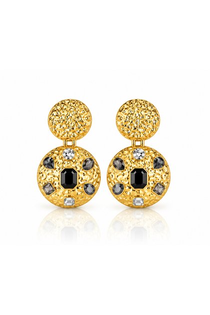Round Earrings with Dangling Stones