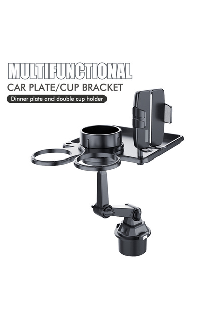 as the picture shown Car Dual Cup Holder Expander With Tray Phone Holder 360 Adjustable Table Slot F
