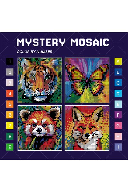 WHITE Funny Mystery Mosaics Pixel Animal Coloring Book Relaxation Hand Drawn Book Colorful Graffiti