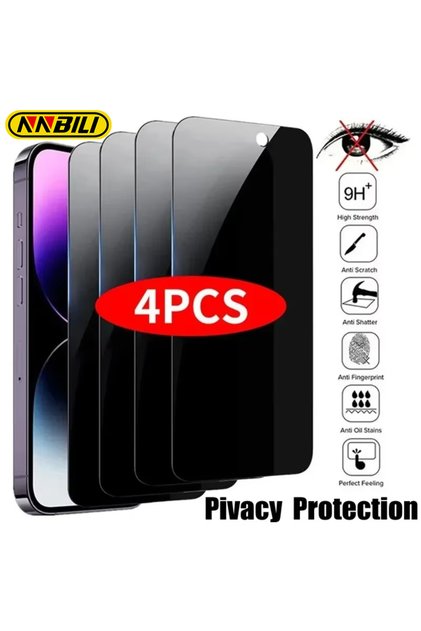 4PCS Privacy Glass For iPhone 15 NNBILI 4Pcs Full Cover Privacy Screen Protector For iPhone 11 12 13