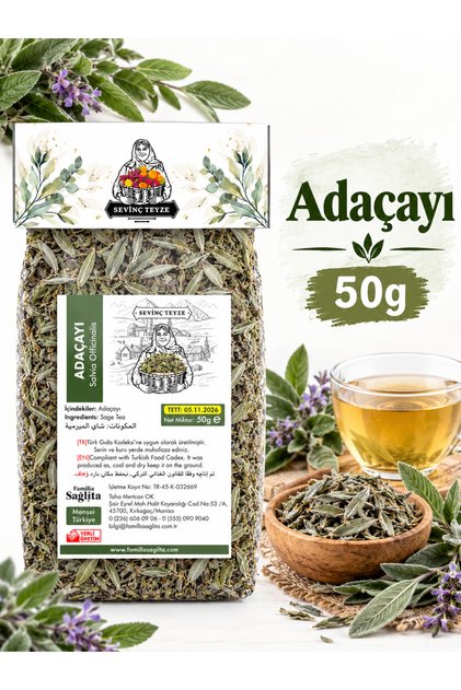 Sevinç Teyze Ada Çayı, Adaçayı Sage Tea,salvia Officinalis 50g.