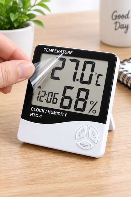 インテリア時計 onulife Temperature and humidity clock Htc Dijital Sıcaklık Nem Ölçme Cihazı Termometre Alarmlı Masa