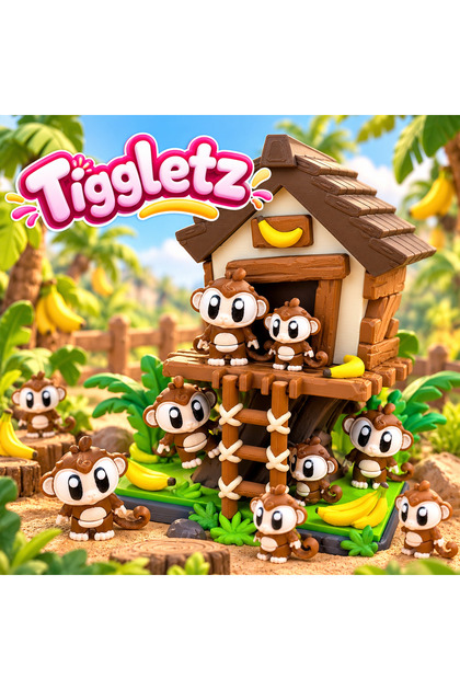 Tiggletz Maymunların Muzlu Macera Evi – Sevimli Maymun Figür Seti