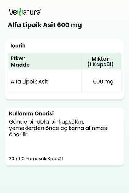 Alpha Lipoic 600 Mg 60 Softgel Capsules