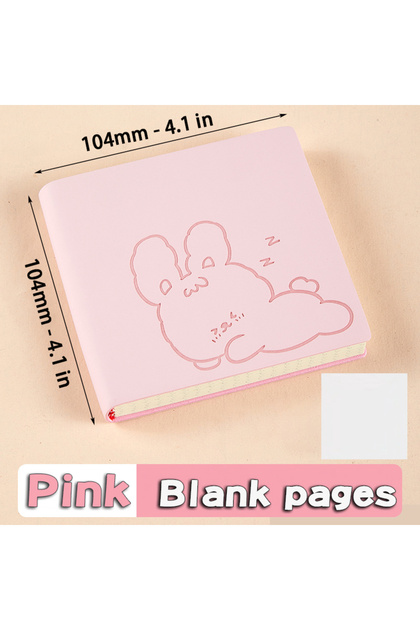 دفتر ملاحظات وردي فارغ مربع الشكل مع دفتر يوميات صغير ومخطط أجندة مع خطوط/شبكة/كتابة فارغة