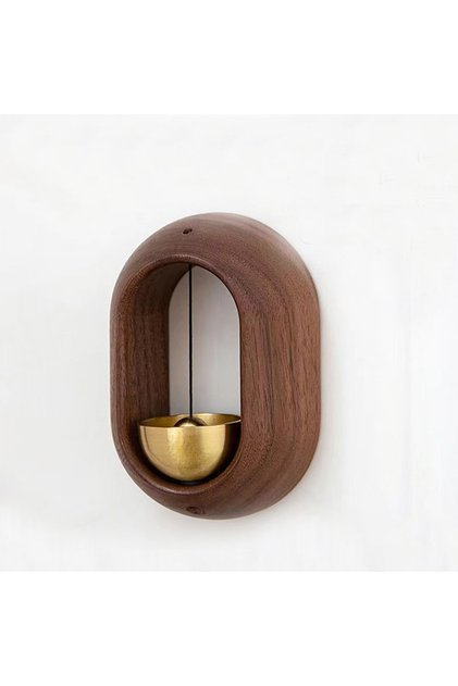 Walnut 1pc Magnetic Brass Doorbell Reminder Wooden Wind Chimes Self-adhesive Shopkeepers Bell for Do