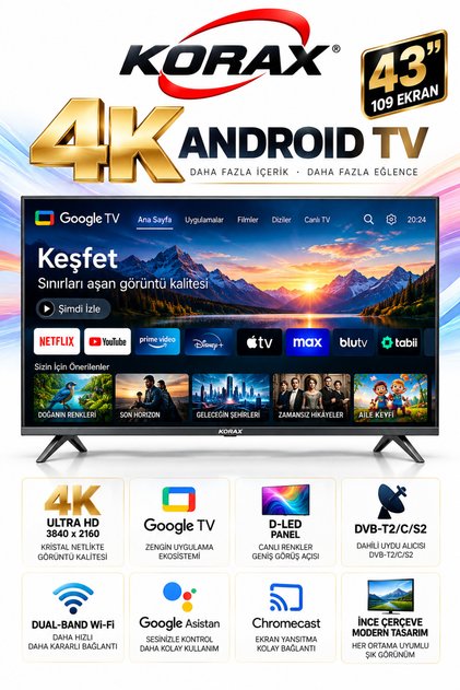 43” 109 Ekran Ultra HD Android Led Tv