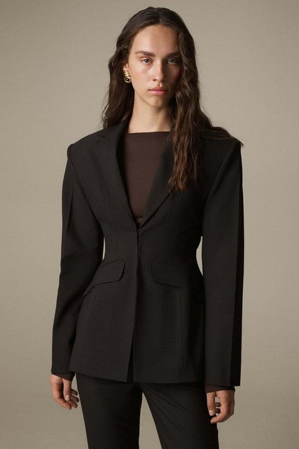 Bele oturan blazer ceket- Premium Edition